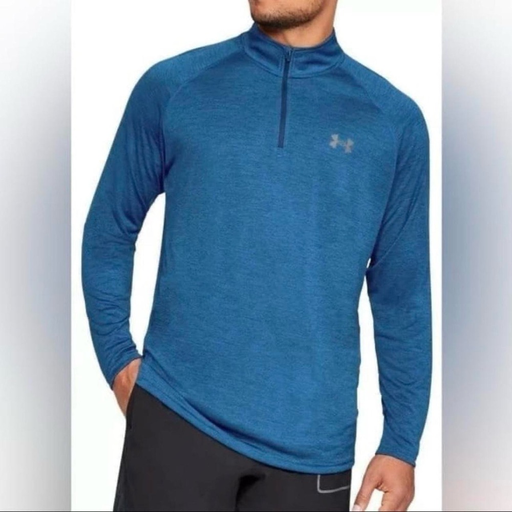 Under Armour Pullover Mens Medium Blue 1/4 Zip Long Sleeve Loose Fit Run Golf